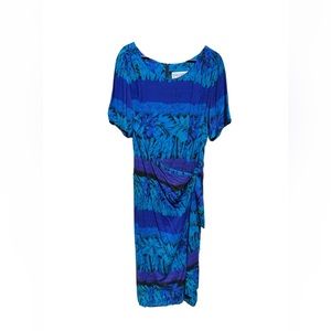 Vintage 80's 90's Jessica Howard Womens Blue Floral Dress - Size 16